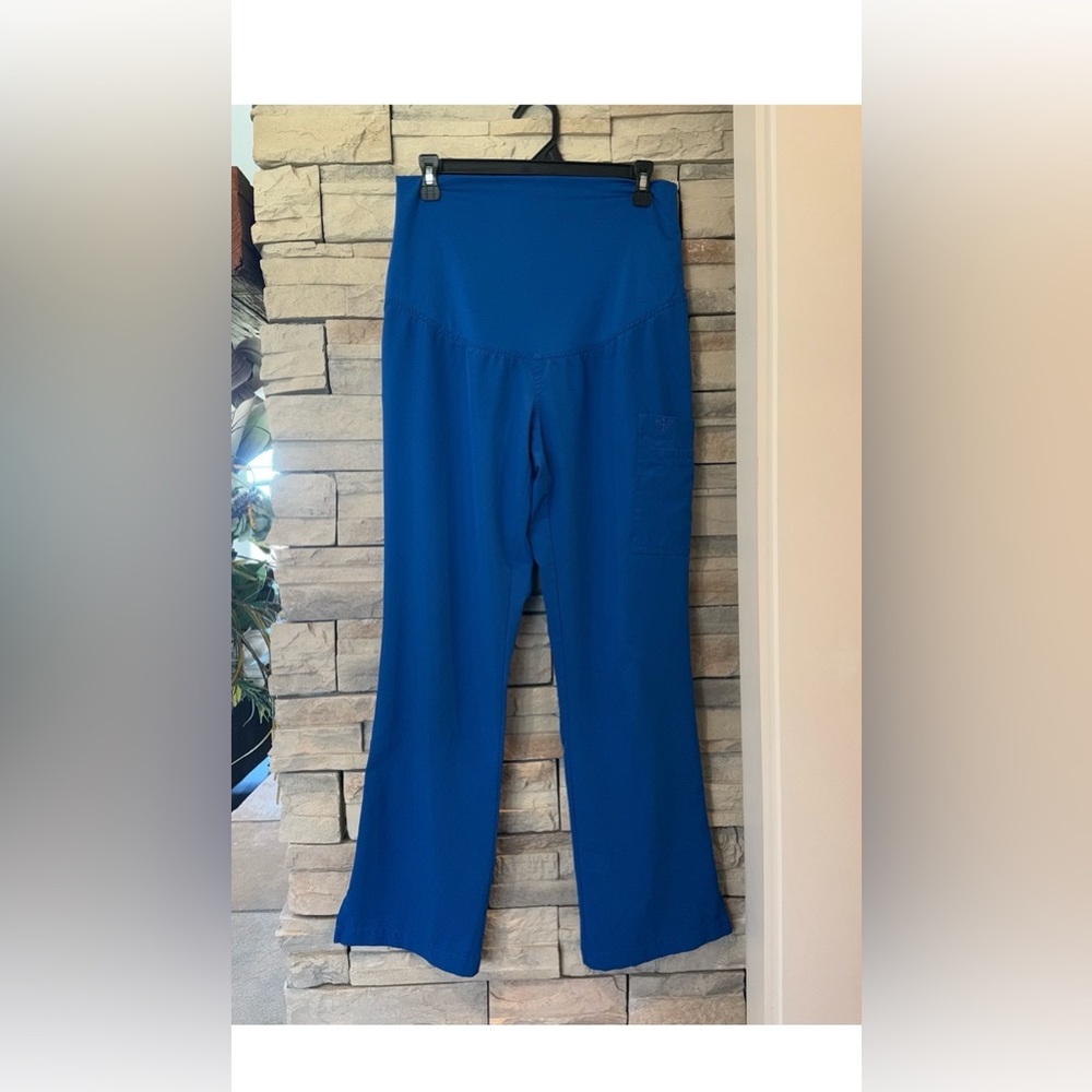 Med Couture Maternity Scrub Pants Womens XS Blue 8727 4-Way Stretch Straight Leg